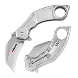 Tactical Karambit Folding Knife with Stonewashed Blade and Stainless Steel Handle