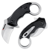 Karambit Folding Knife With Black Stainless Steel Blade And Aluminum Handle