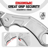 Tactical Karambit Folding Knife with Stonewashed Blade and Stainless Steel Handle