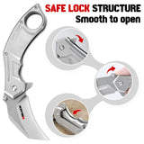 Tactical Karambit Folding Knife with Stonewashed Blade and Stainless Steel Handle