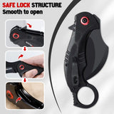 Karambit Folding Knife With Black Stainless Steel Blade And Aluminum Handle