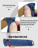 Folding Knife with 3.39'' 154CM Steel Reverse Tanto Blade, Axis Lock EDC Tactical Knife with Lightweight Aluminum Handle, Reversible Pocket Clip - RK0403-BL