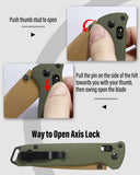 Folding Knife with 3.39'' 154CM Steel Reverse Tanto Blade, Axis Lock EDC Tactical Knife with Lightweight G10 Handle, Reversible Pocket Clip - RK0402-OG