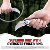 Tactical Karambit Folding Knife with Stonewashed Blade and Stainless Steel Handle