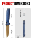 Folding Knife with 3.39'' 154CM Steel Reverse Tanto Blade, Axis Lock EDC Tactical Knife with Lightweight Aluminum Handle, Reversible Pocket Clip - RK0403-BL