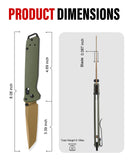Folding Knife with 3.39'' 154CM Steel Reverse Tanto Blade, Axis Lock EDC Tactical Knife with Lightweight G10 Handle, Reversible Pocket Clip - RK0402-OG